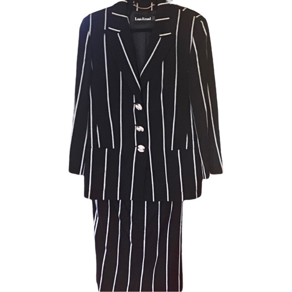 Elegant Classic Louis Feraud Dark Navy blue/Black Skirt/Blazer Suit Sz10 - Picture 8 of 8